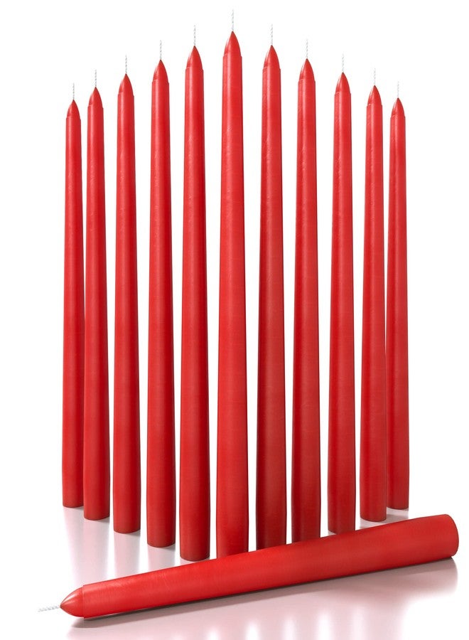 Sonedly 12 inch Taper Candle 12 Pack - Unscented Hand-Dipped Tapered Candles Long Burning Perfect for Home Interior - Dripless and Smokeless Tapered Candles for Home - 10-Hour Burning Red Candles - Image 1